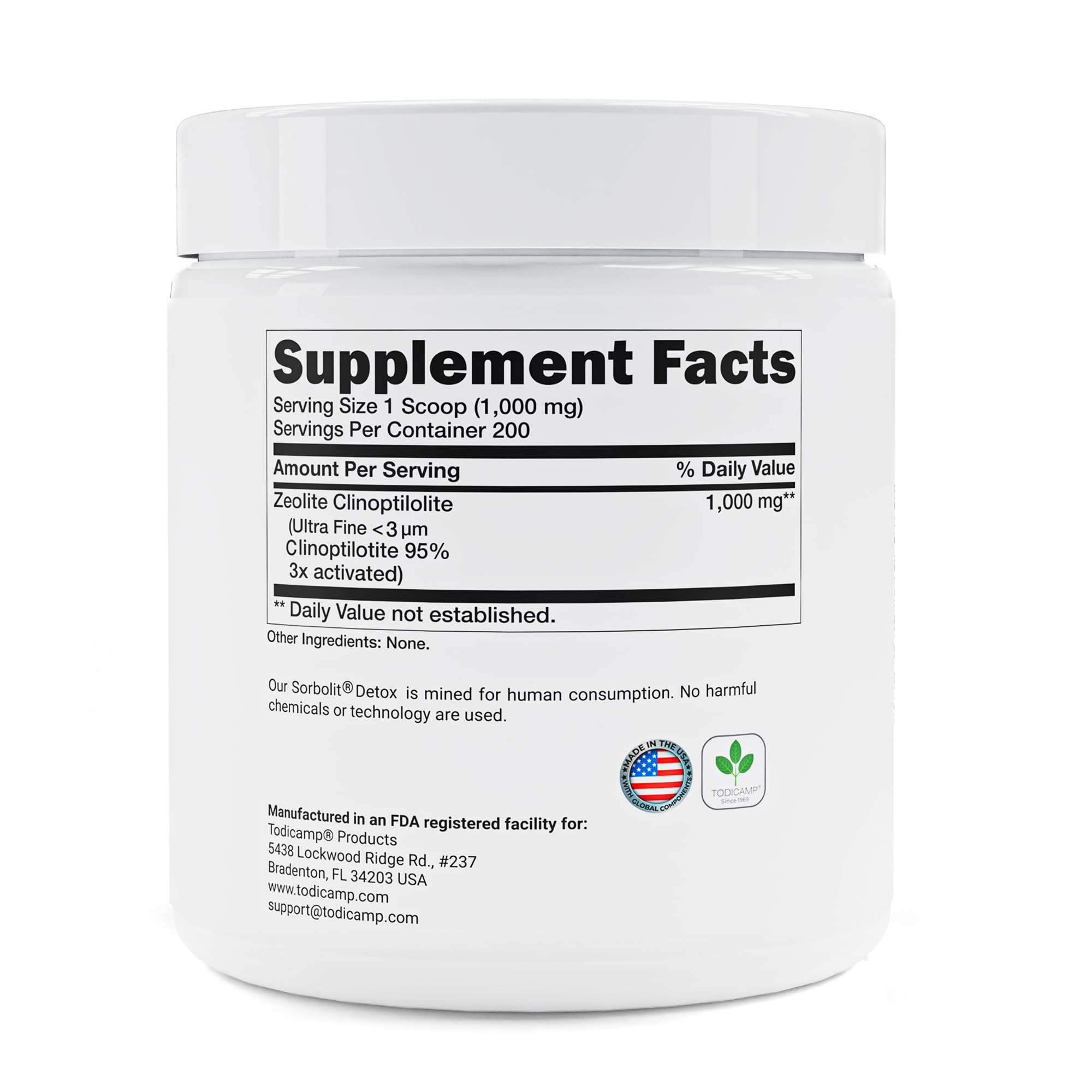 TODICAMP Zeolite Detox pour in glass for daily detox routine