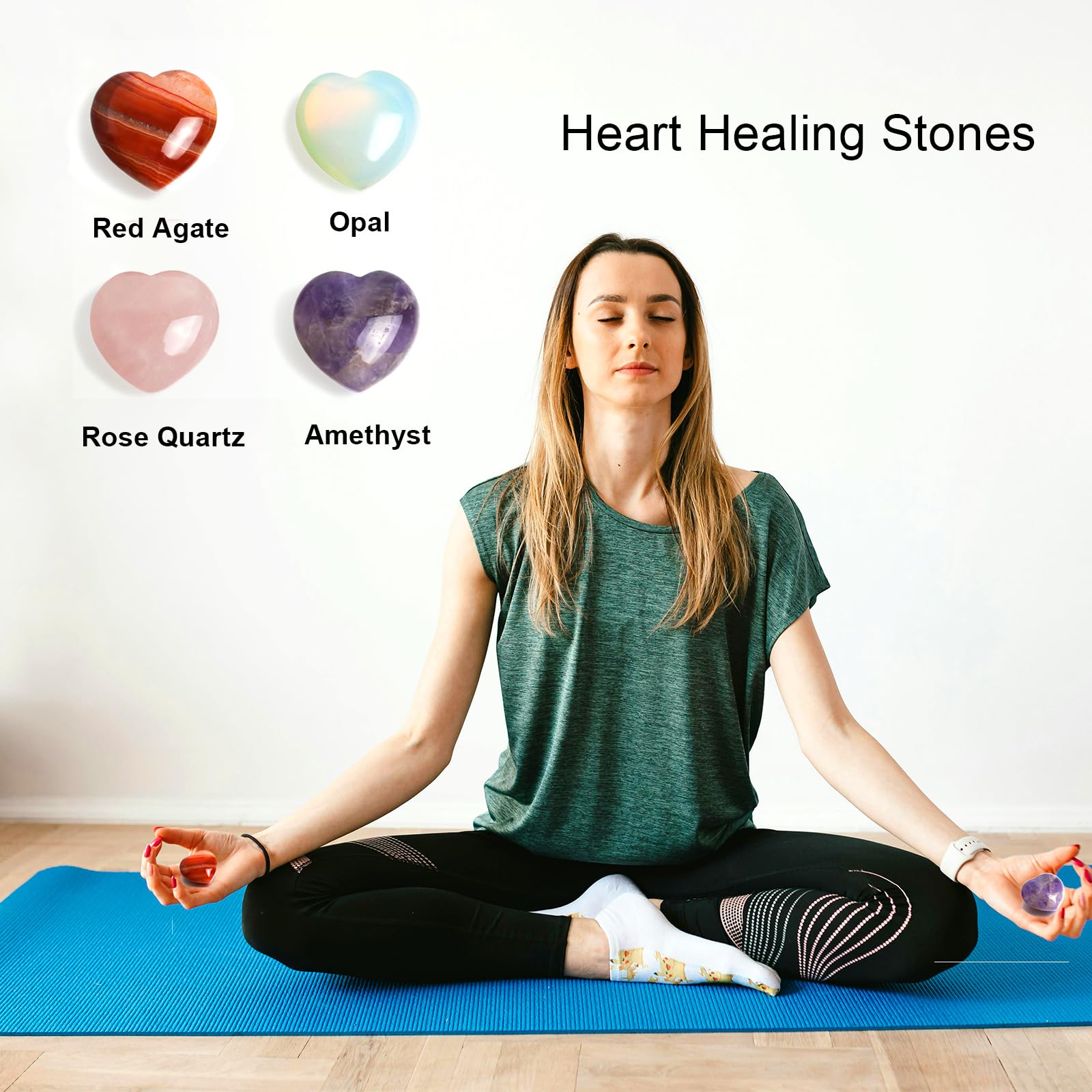 Togous heart stones set used for meditation or desk mindset rituals.