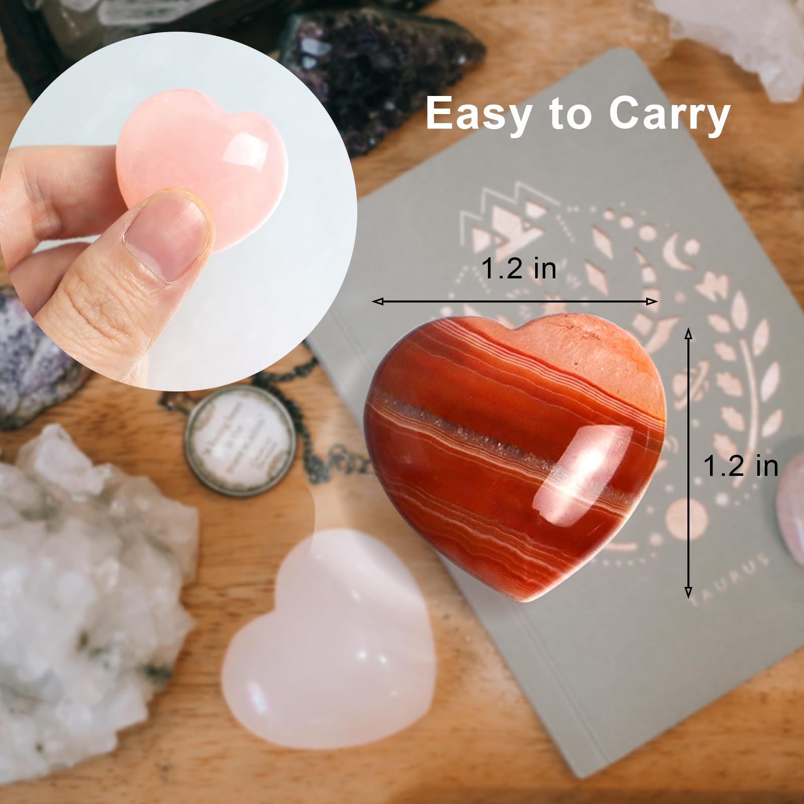 Togous red agate heart stone for vitality and courage in daily life.