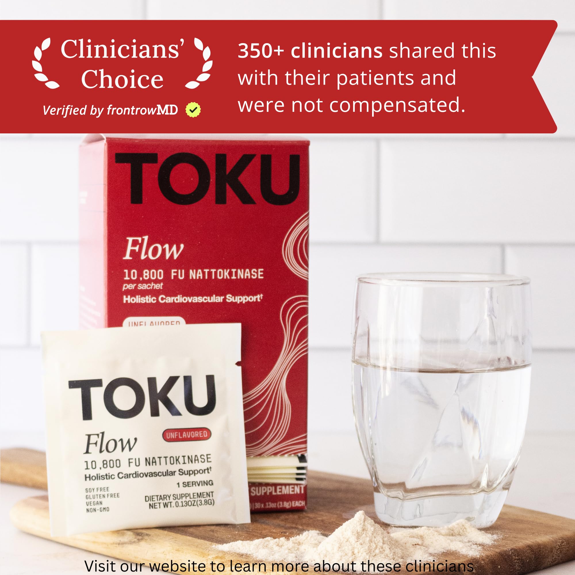 Toku Flow oat bran beta glucan image shows 3 g serving and fiber support.