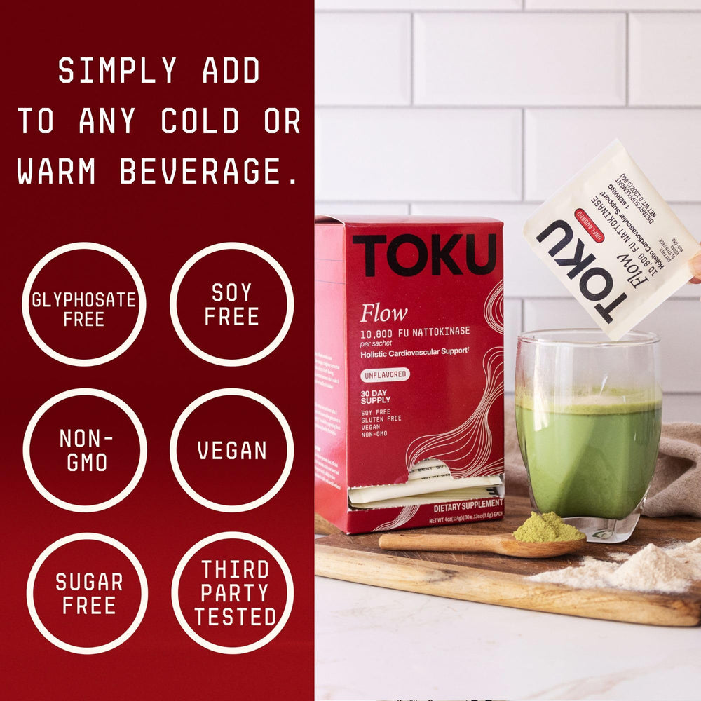 Toku Flow soy-free vegan formula appeals to plant-based wellness.