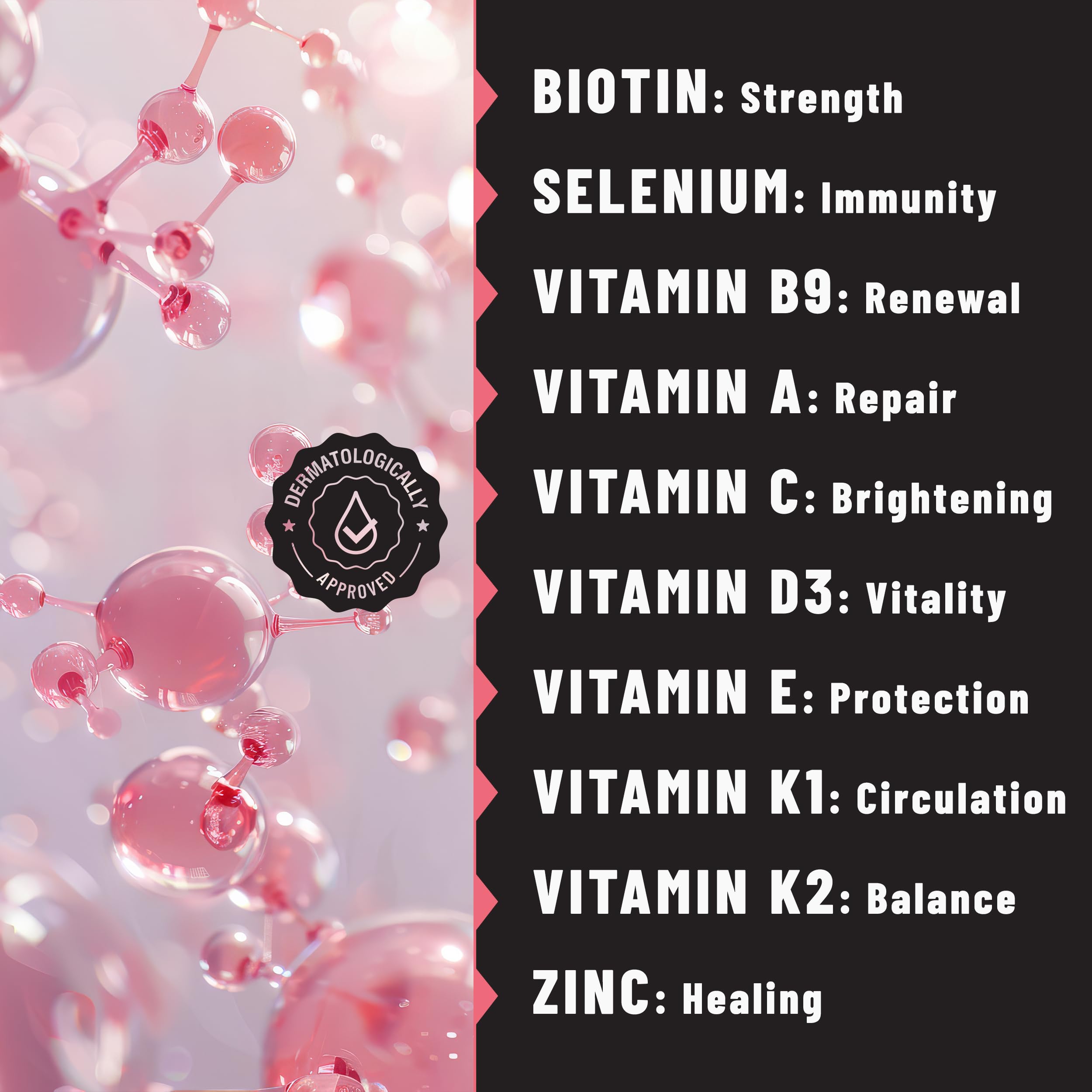 TOLEVITA Biotin Patches nutrition label highlights essential nutrients