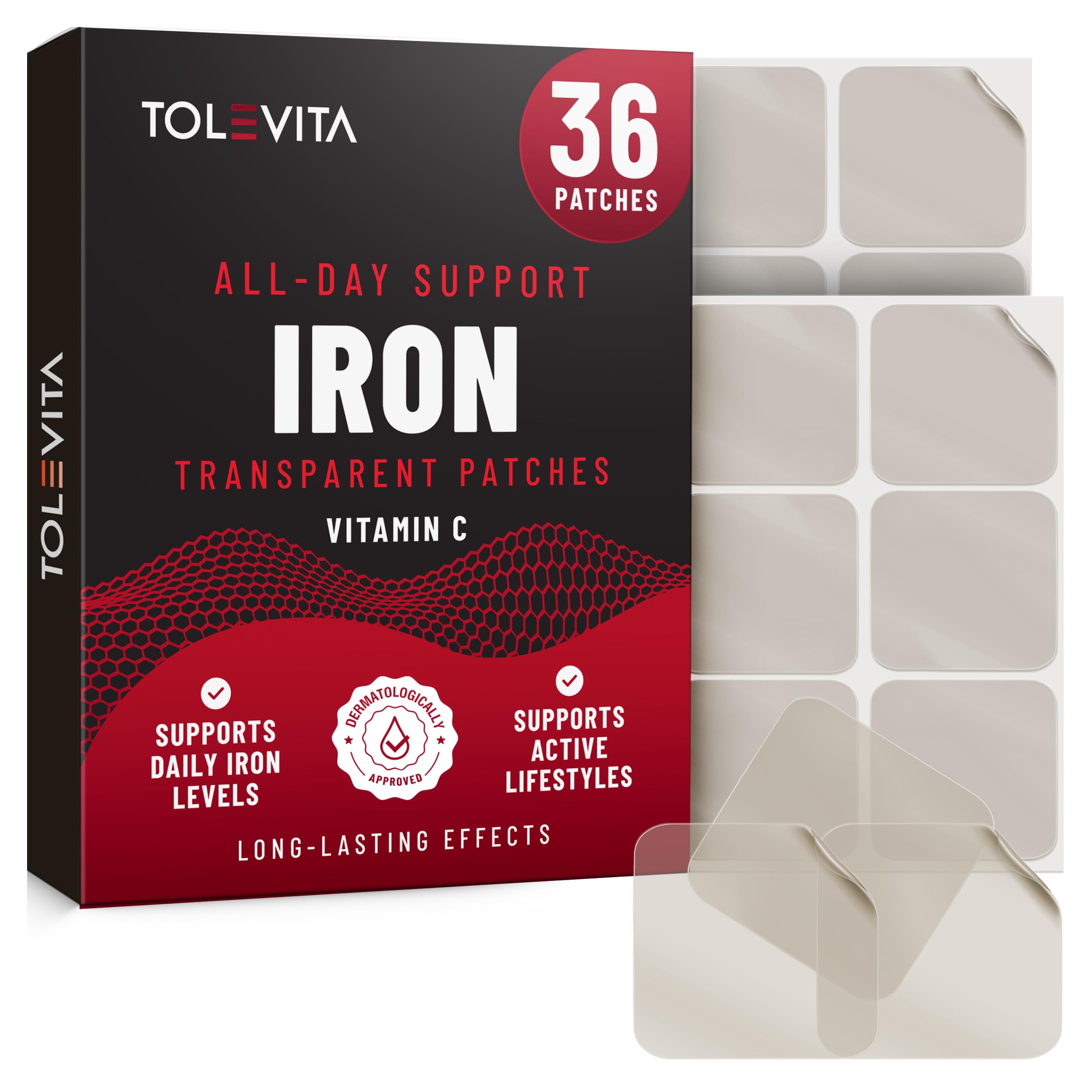 TOLEVITA Iron Patches 36 transparent patches for discreet daily support
