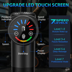 TOLOCO massage gun with 10 heads for full-body relief and easy cleaning.
