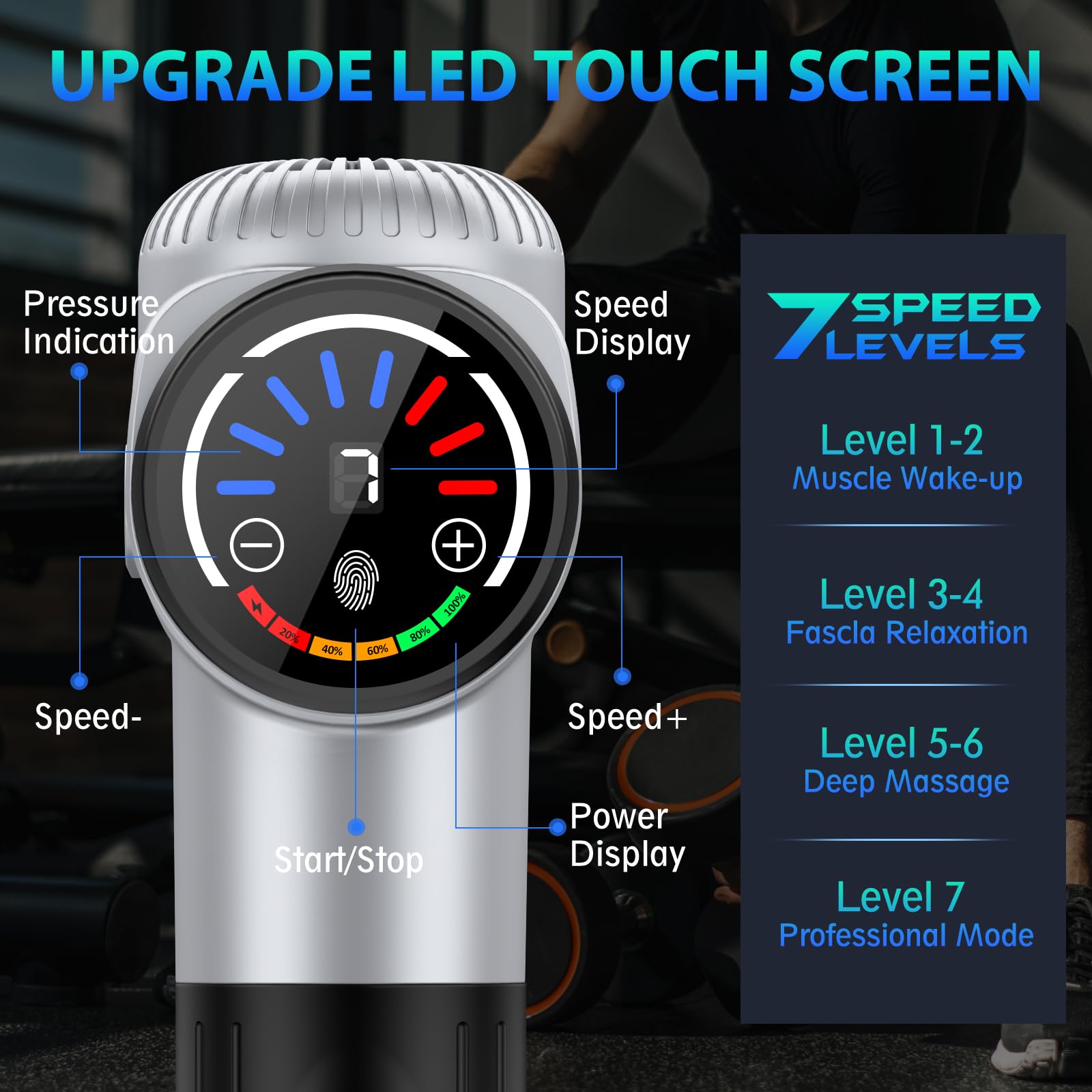 TOLOCO Massage Gun featuring 10 heads for versatile muscle relief.