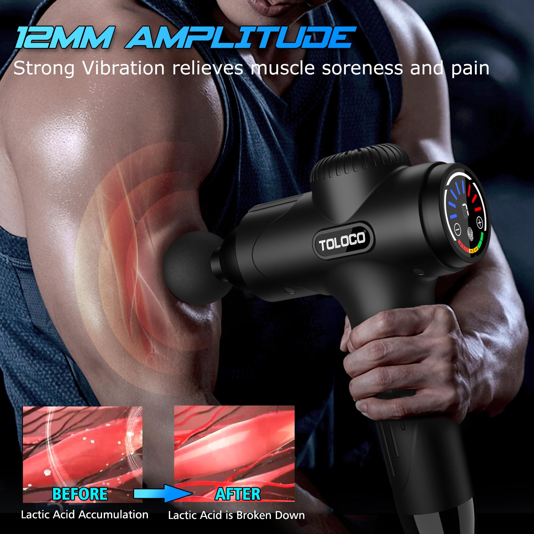 TOLOCO Massage Gun with 10 heads for full body targeting