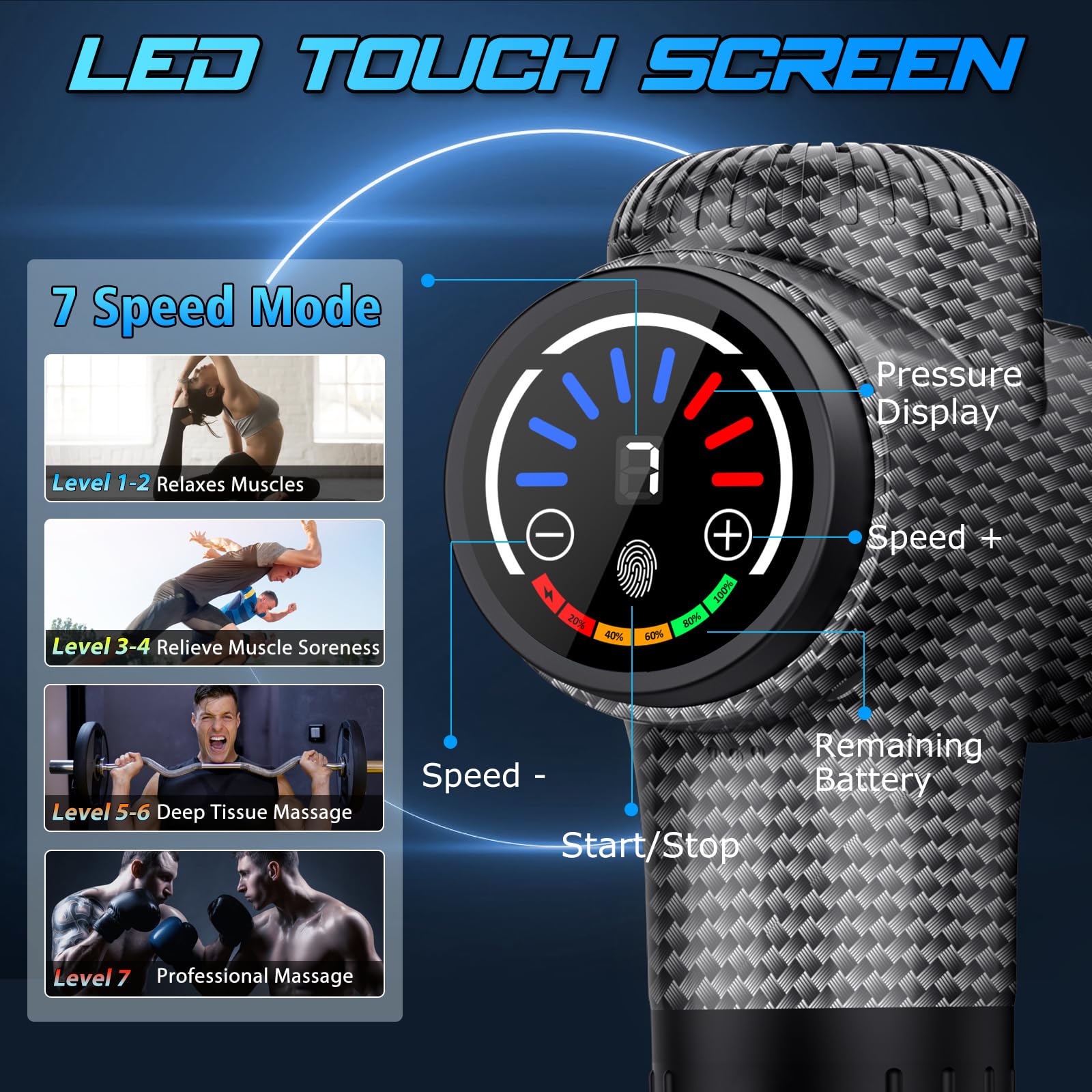 TOLOCO Massage Gun handheld design for targeted relief at home.