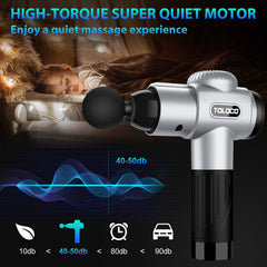TOLOCO Massage Gun LED touch screen for quick speed control and status.