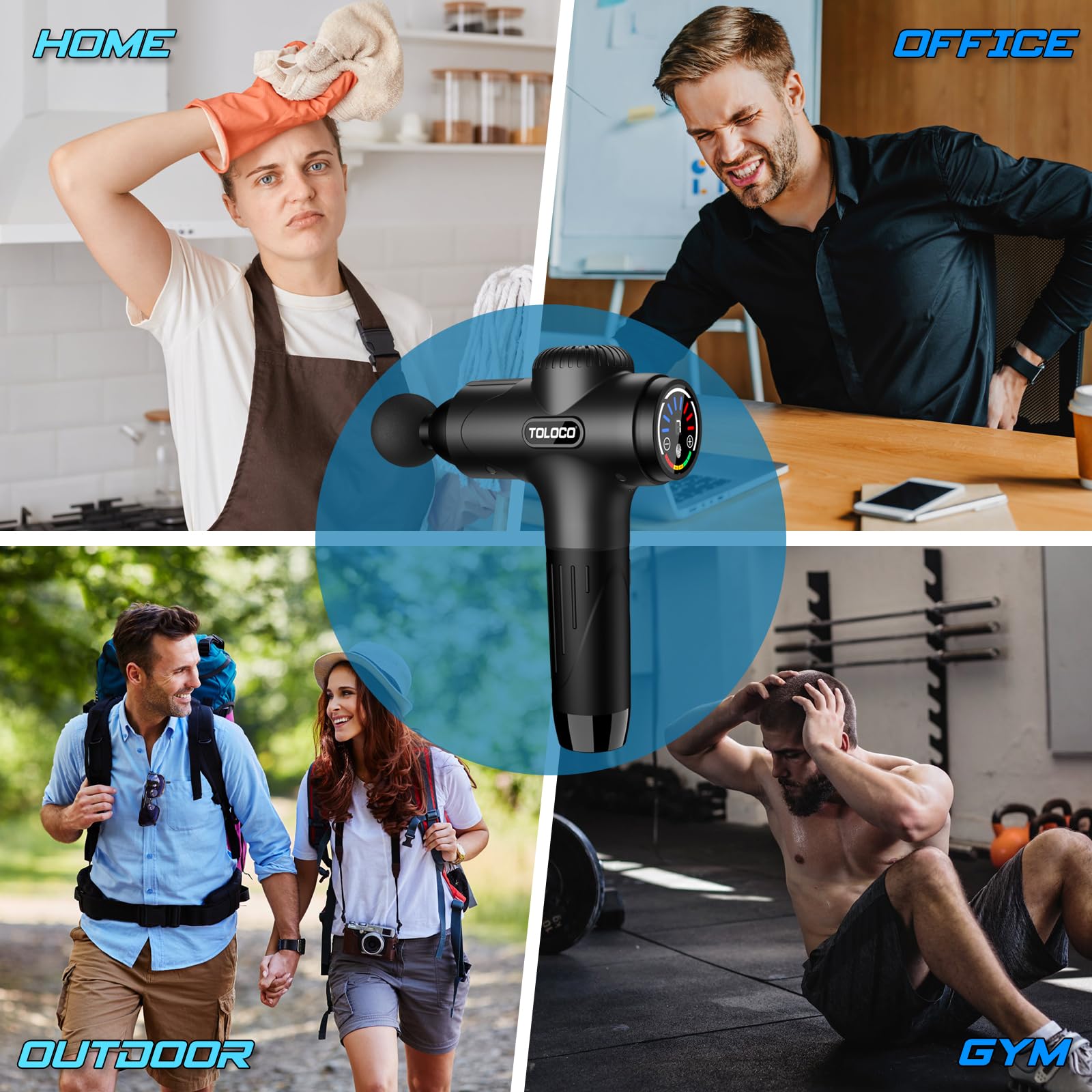 TOLOCO Massage Gun non-slip handle for secure grip