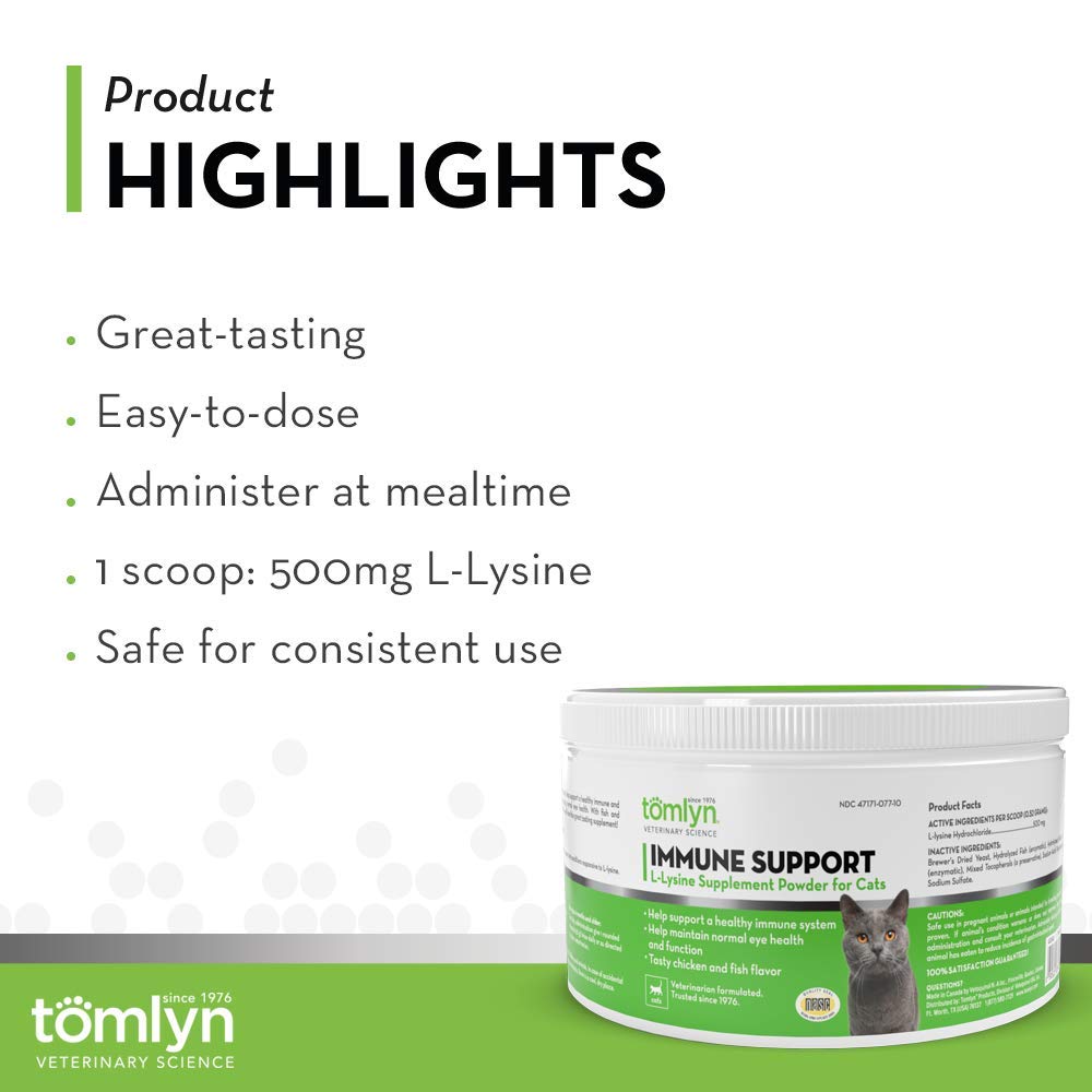 Tomlyn Lysine powder added to cat food with fish flavor appeal