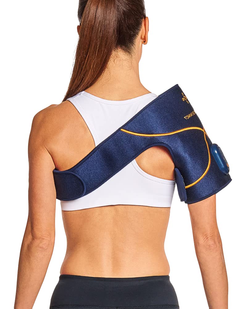 Tommie Copper infrared shoulder wrap compact panel close-up during therapy