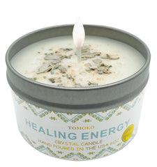 Tomoko White Sage Candle with sage leaves for cleansing energy