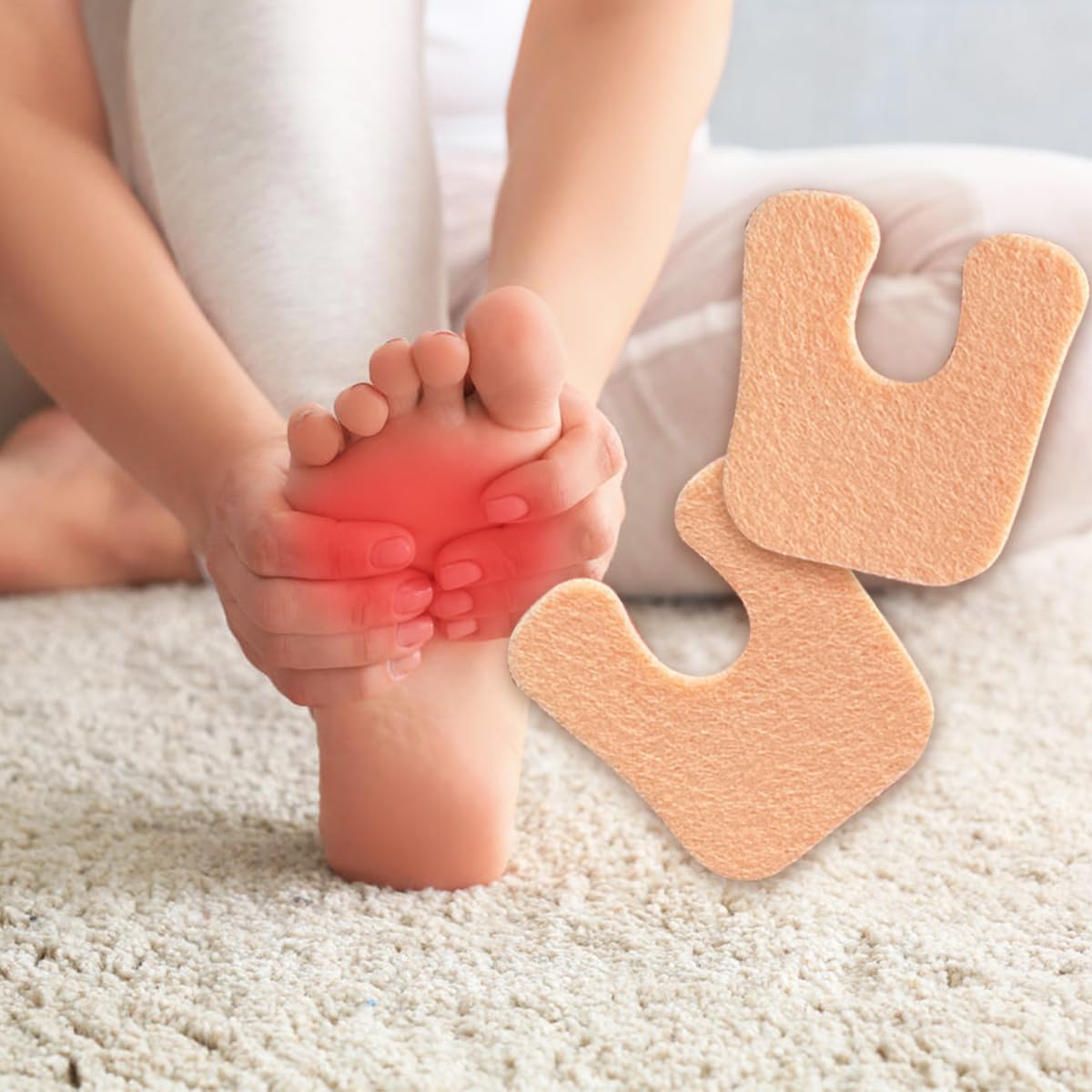 Tomonobu U-Shaped Felt Callus Pad inside shoe demonstrates sneaker compatibility.