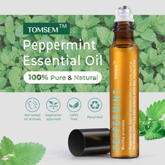 TOMSEM Peppermint Roll-On applied to temples for head tension relief