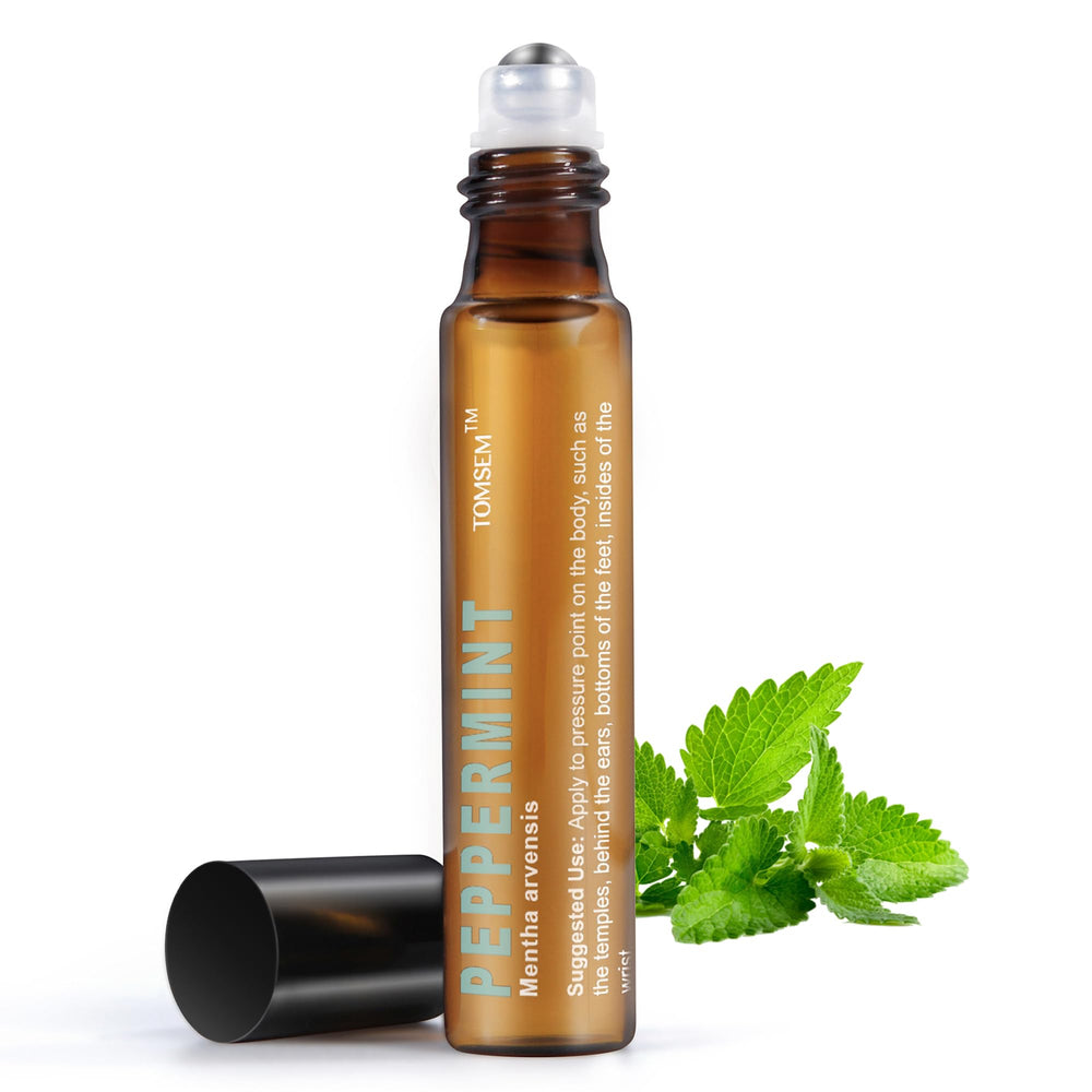 TOMSEM Peppermint Roll-On bottle for refreshing aromatherapy and cooling sensation