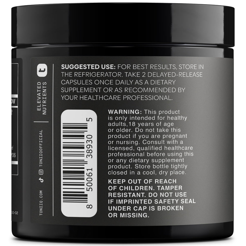 Toniiq 200mg FOS prebiotic shot focuses on synbiotic synergy.