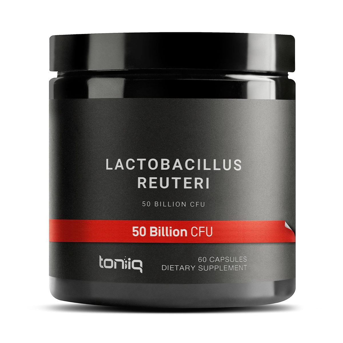 Toniiq LR Probiotic bottle showing 50 Billion CFU for daily gut balance.