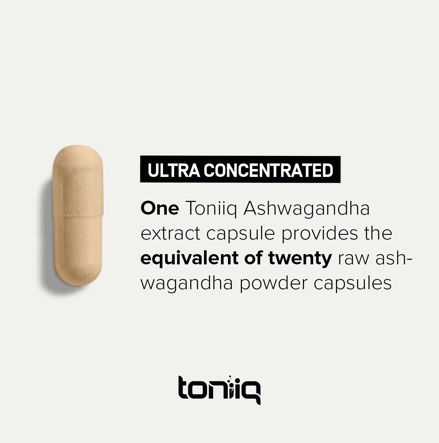 Toniiq Ashwagandha bottle with black pepper extract for absorption