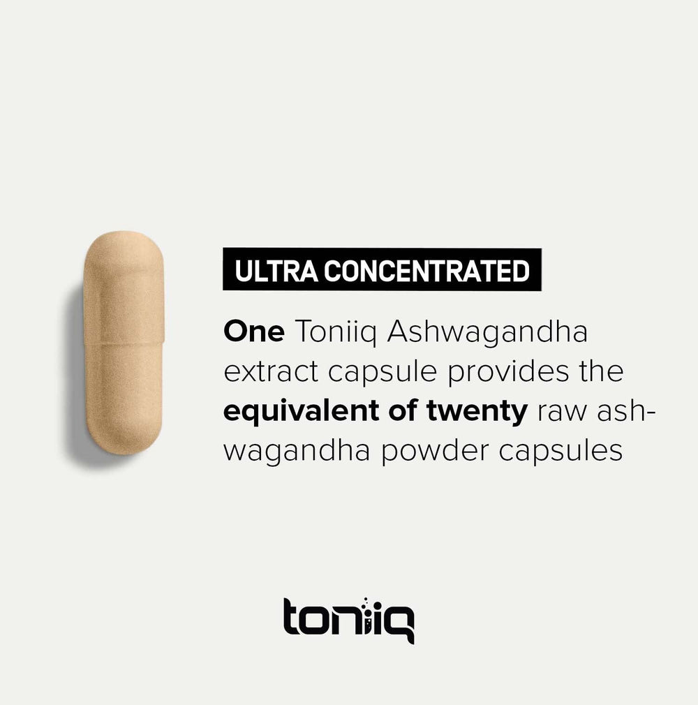 Toniiq Ashwagandha bottle with black pepper extract for absorption