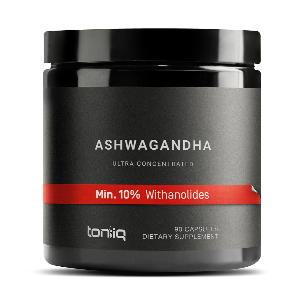 Toniiq Ashwagandha 20x extract bottle front highlights potency