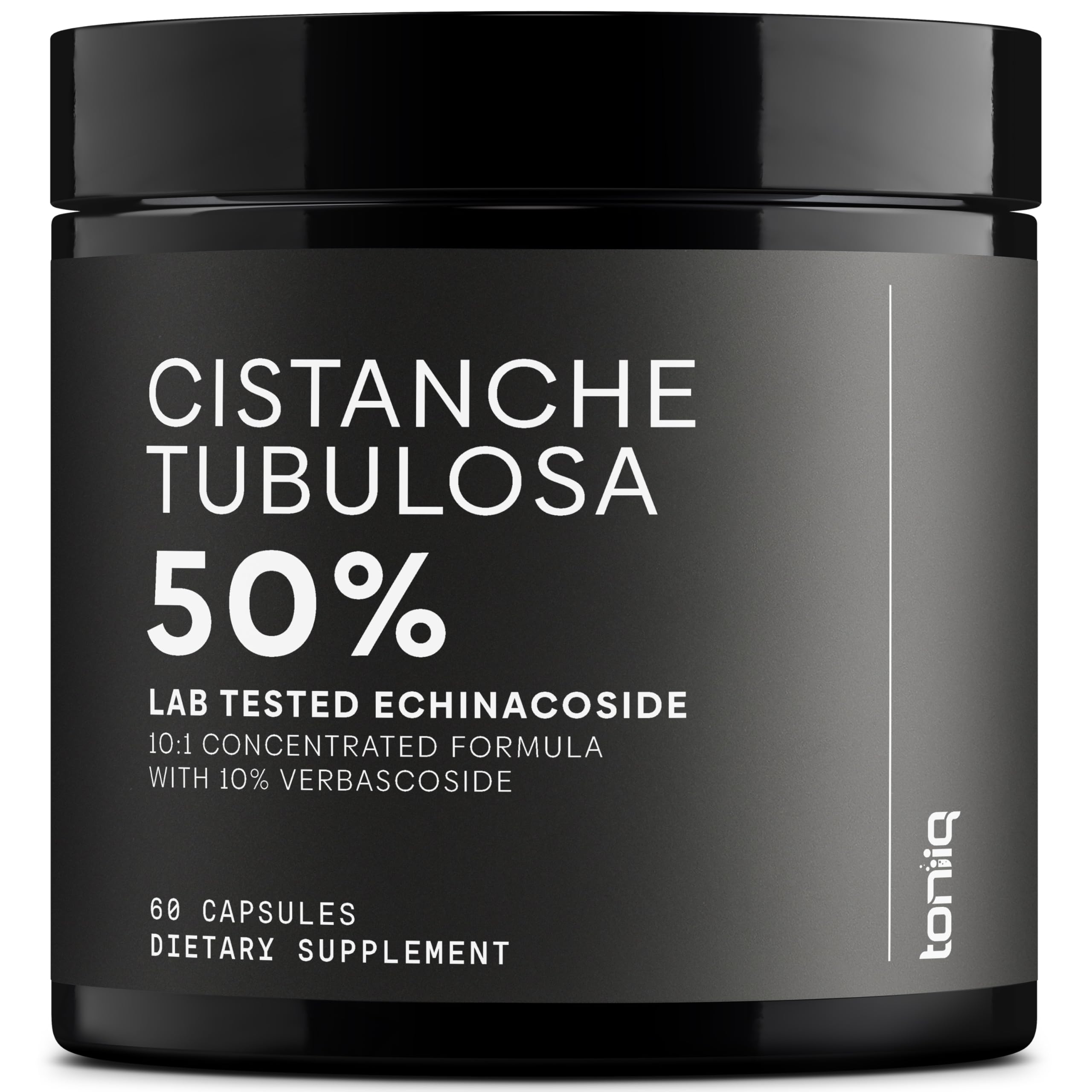 Toniiq Cistanche Tubulosa Extract bottle with 60 capsules for daily use.