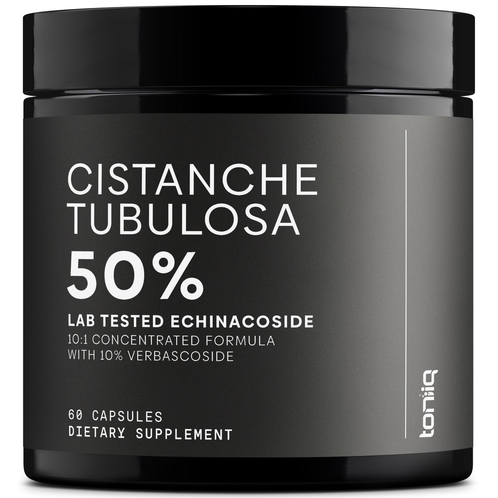 Toniiq Cistanche Tubulosa Extract bottle with 60 capsules for daily use.