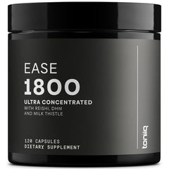 Toniiq Ease with DHM bottle front showing premium packaging for post-event support