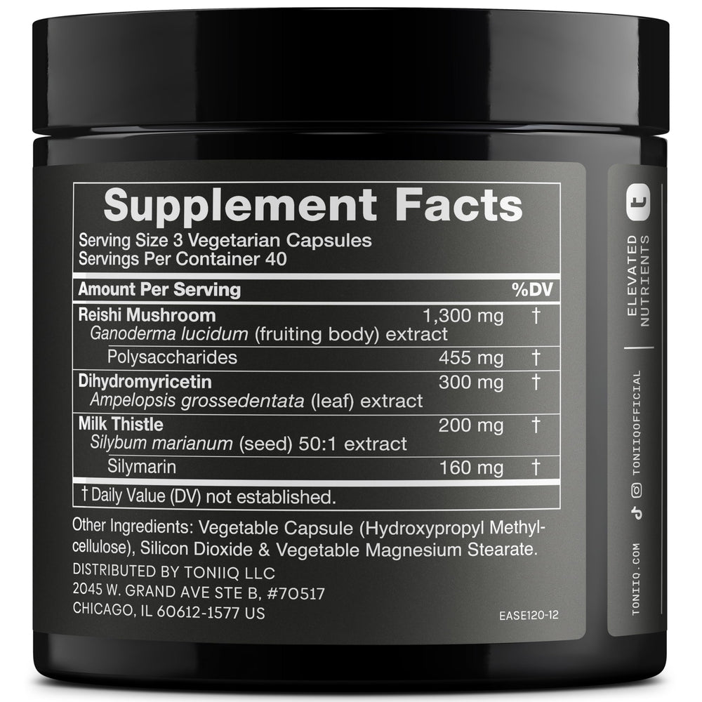 Toniiq Ease with DHM bottle pour illustrating quick daily use after a night out