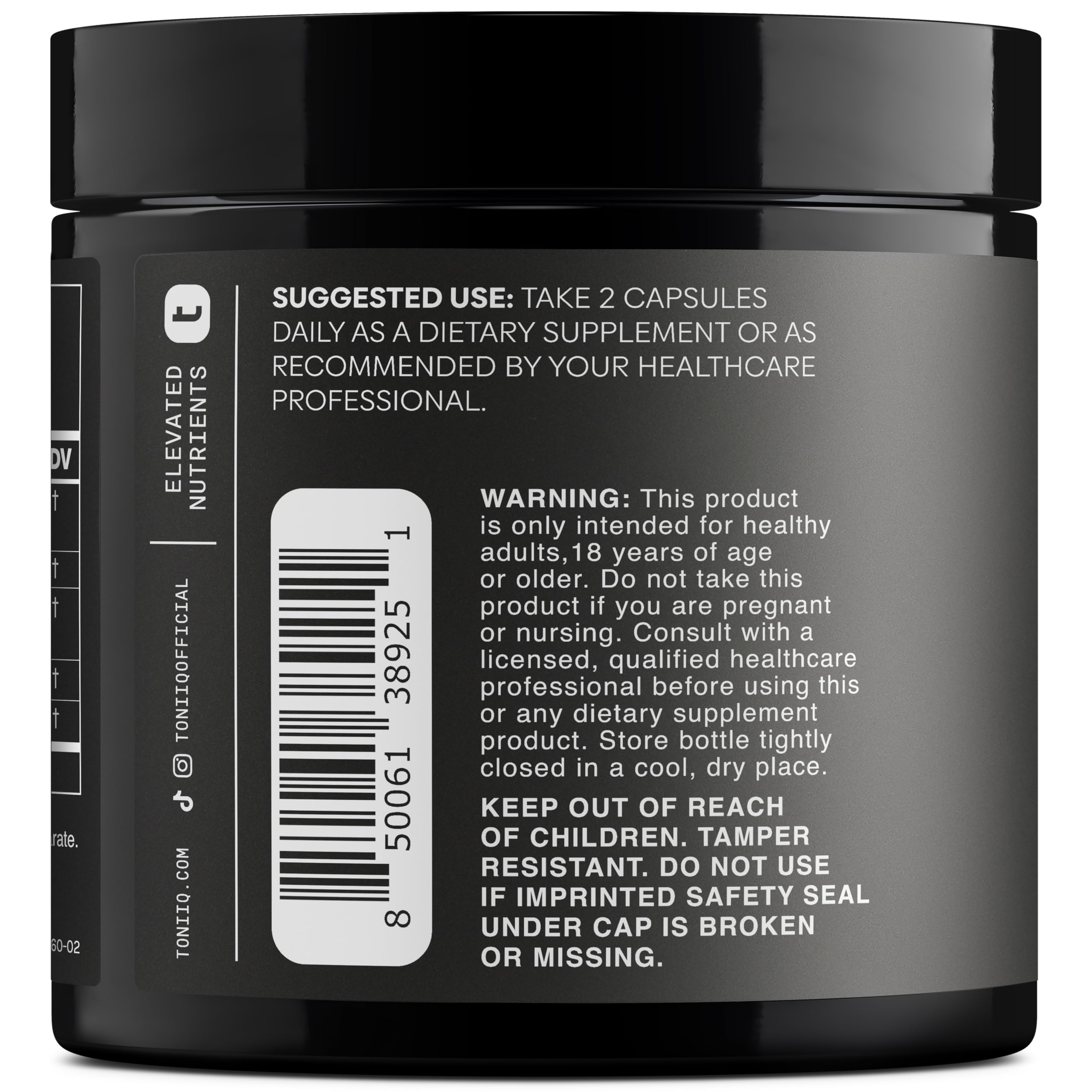 Toniiq GlucoVantage dihydroberberine powder beside the bottle indicating concentrated potency.