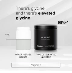 Close-up of Toniiq Glycine capsules emphasizing purity and quality