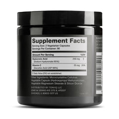 Toniiq Hyaluronic Acid capsules closeup emphasizing dosage accuracy and quality