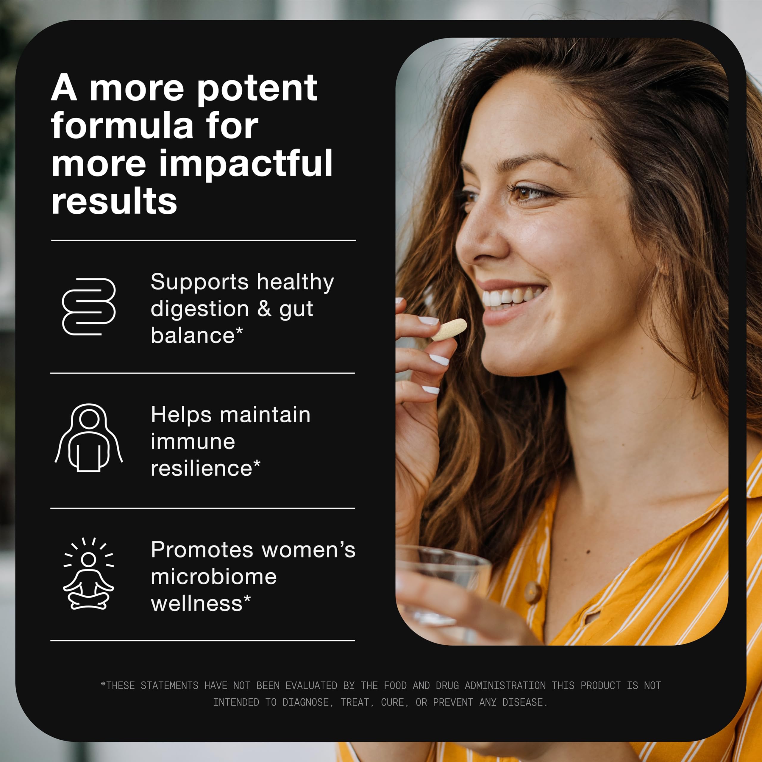 Toniiq Lactobacillus Rhamnosus bottle back with dosage and GMP quality information.
