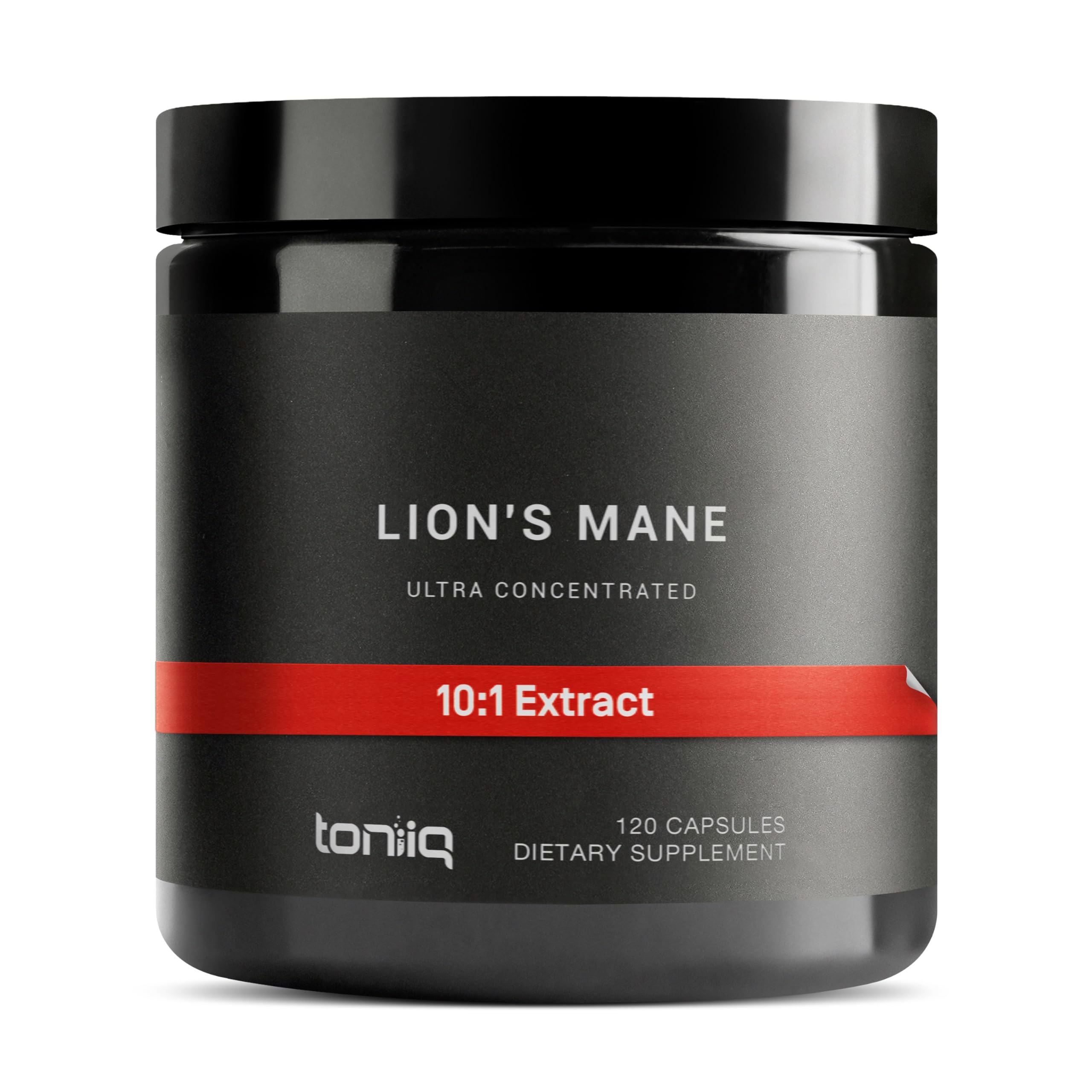 Toniiq Lion's Mane bottle with 120 capsules for daily focus