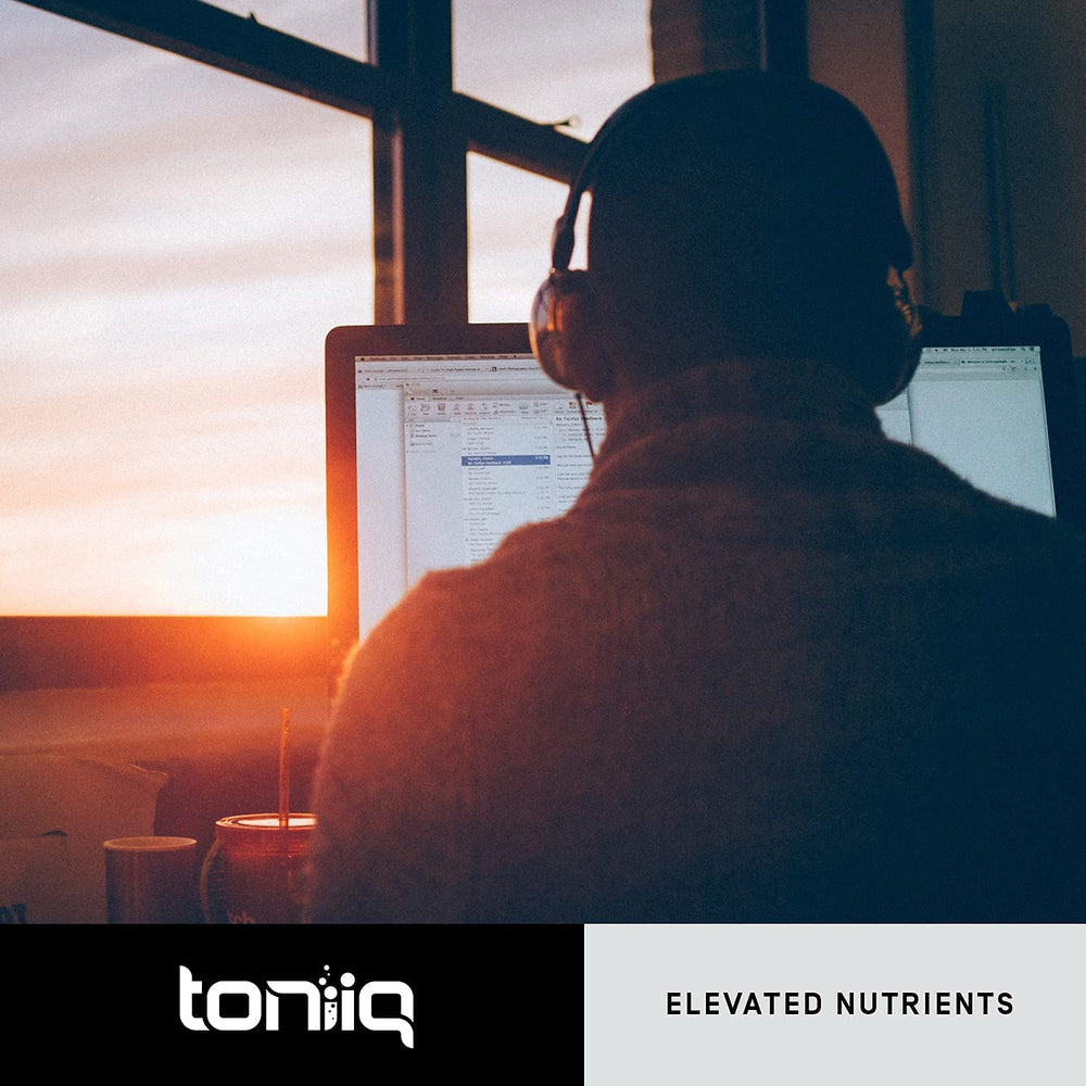 Toniiq Lion's Mane capsules close-up ready for daily focus