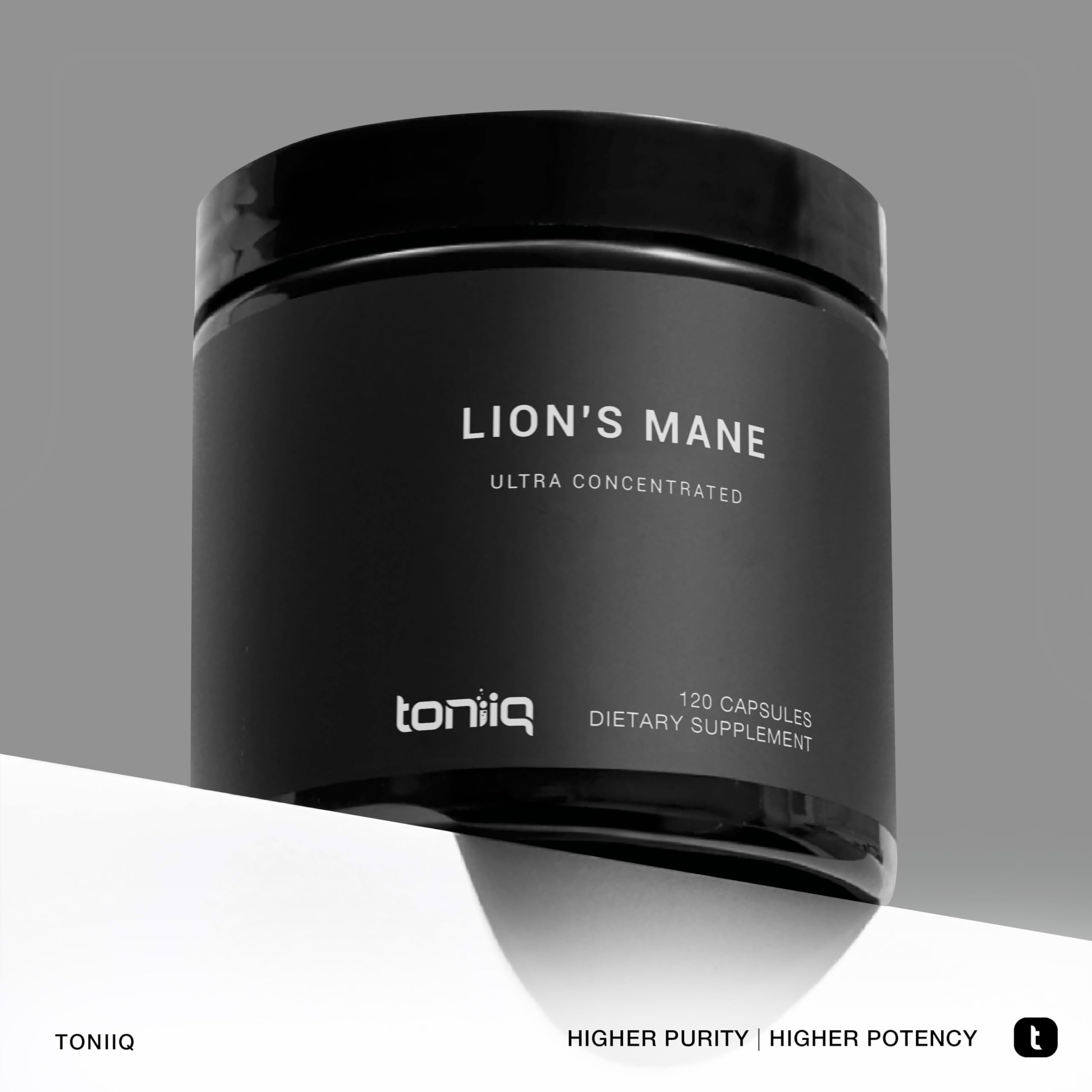 Toniiq Lion's Mane powder being scooped, highlighting potency for daily use