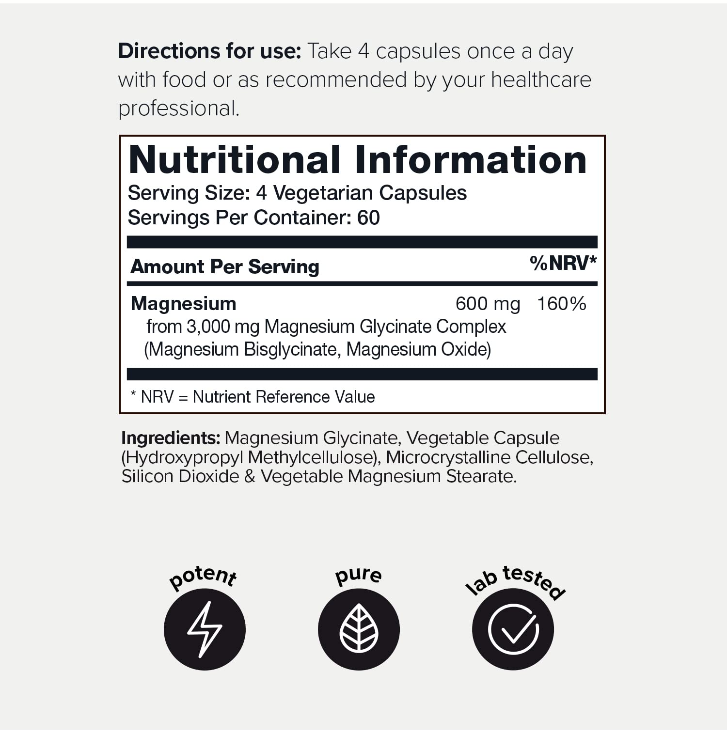 Toniiq magnesium glycinate capsules close-up for easy daily supplementation.