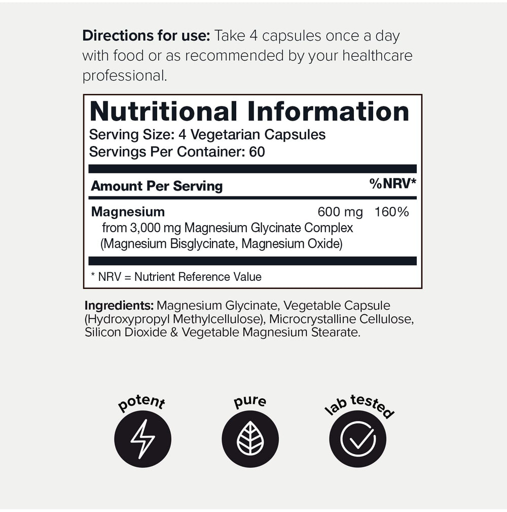 Toniiq magnesium glycinate capsules close-up for easy daily supplementation.