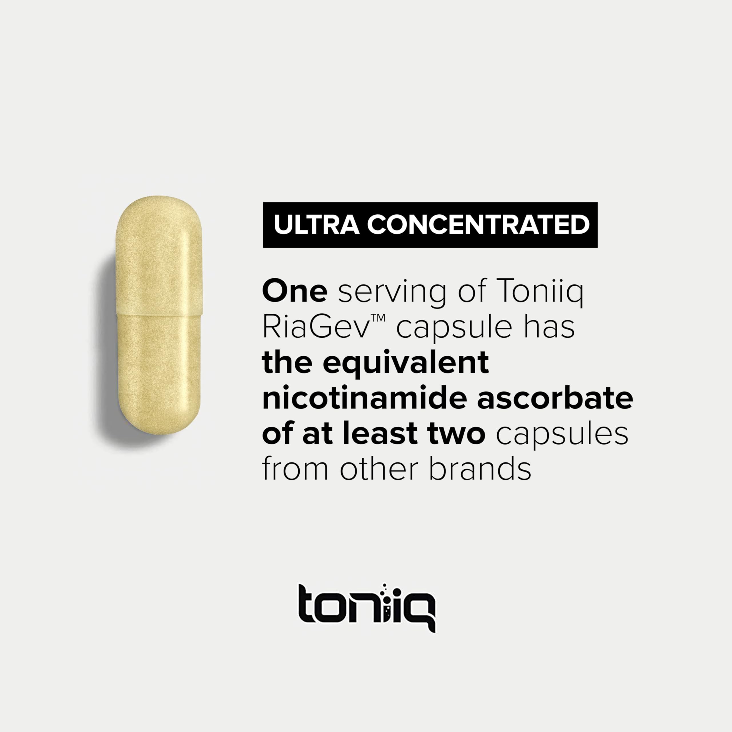 Toniiq NAD+ bottle with dosage guidance showing daily use.