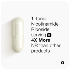 Toniiq Nicotinamide Riboside stability formulation close-up conveys consistent potency.