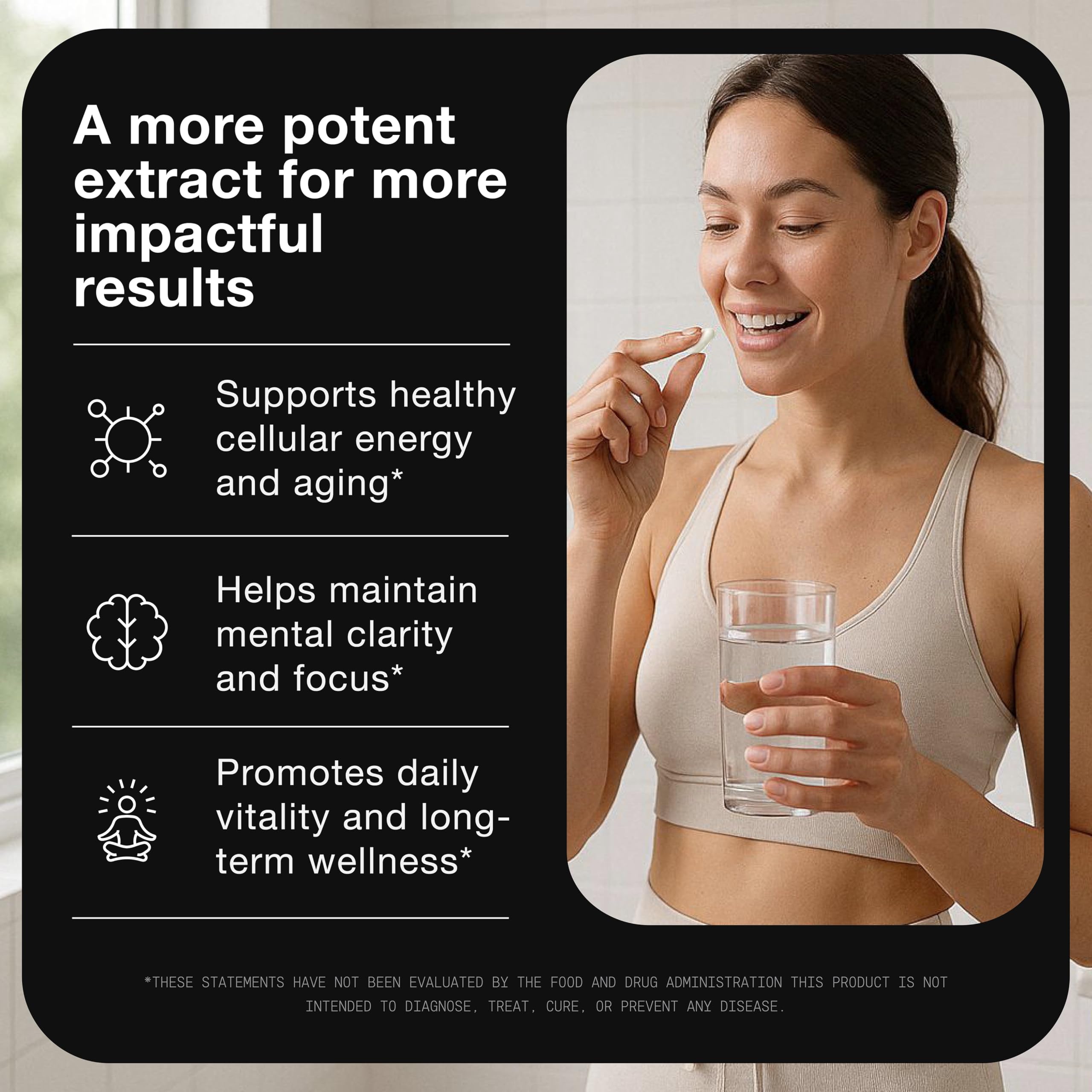 Toniiq Nicotinamide Riboside third-party testing seal emphasizes identity and purity.