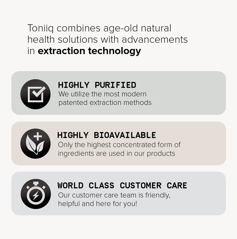 Toniiq NMN capsules USA-manufacturing facility label emphasizes high manufacturing standards.