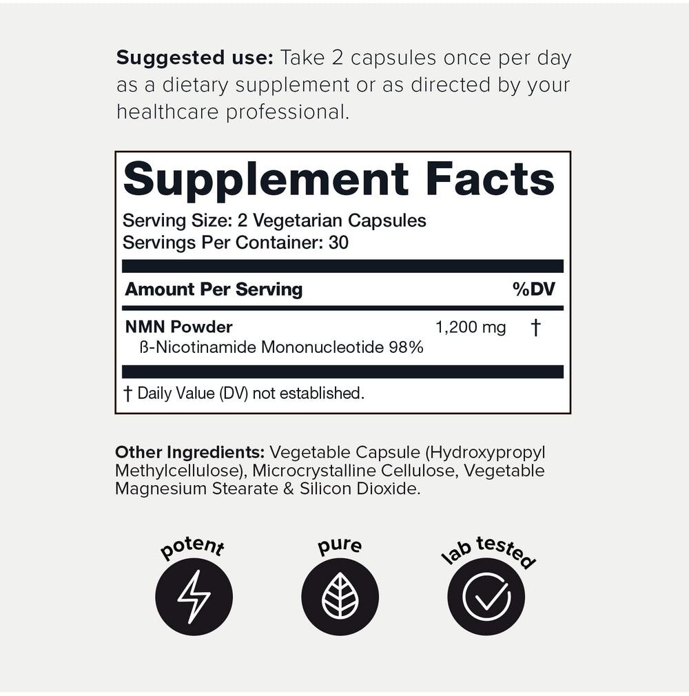 Toniiq NMN stabilized capsules in a black bottle protect potency from light.