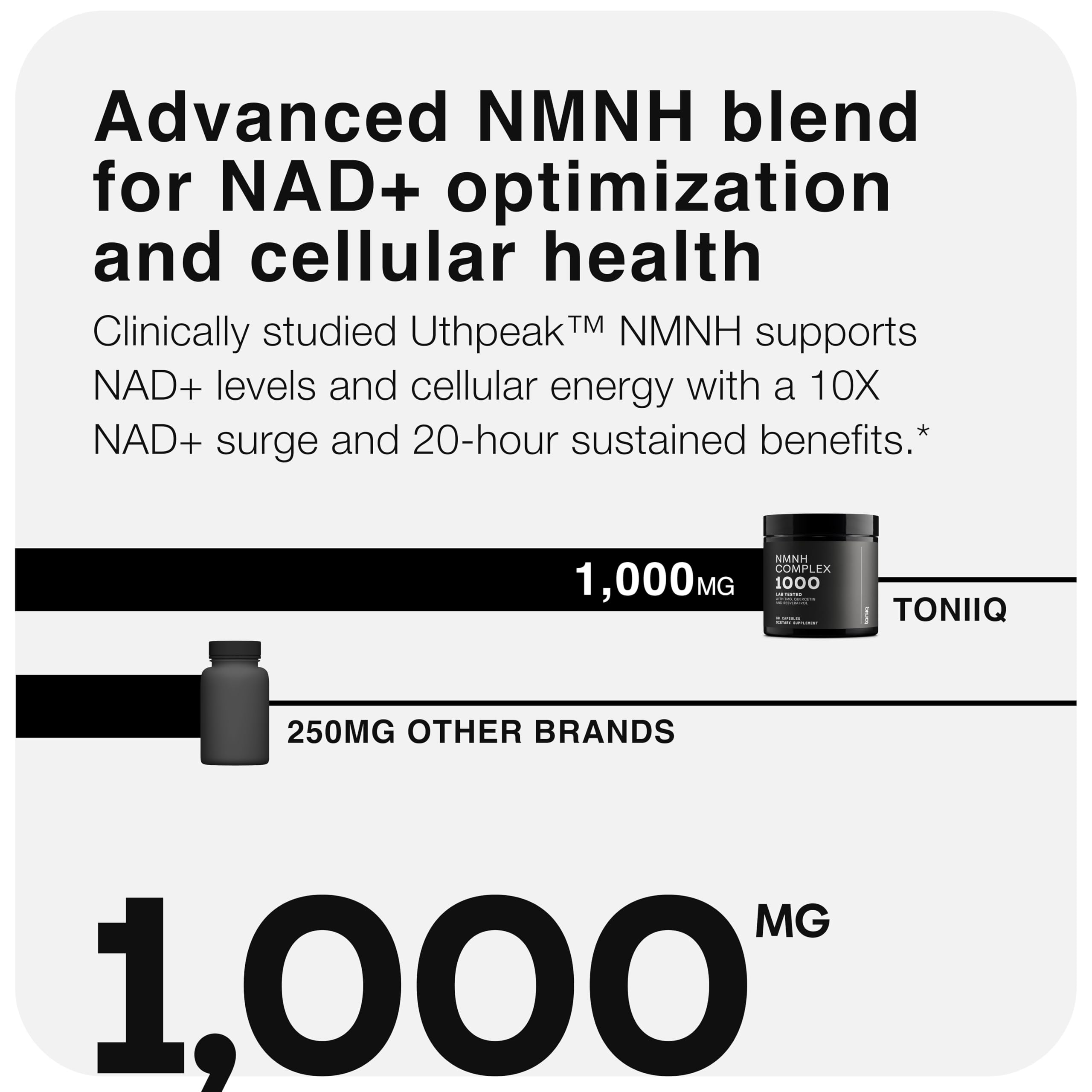 Toniiq NMNH capsule close-up emphasizing smooth texture.