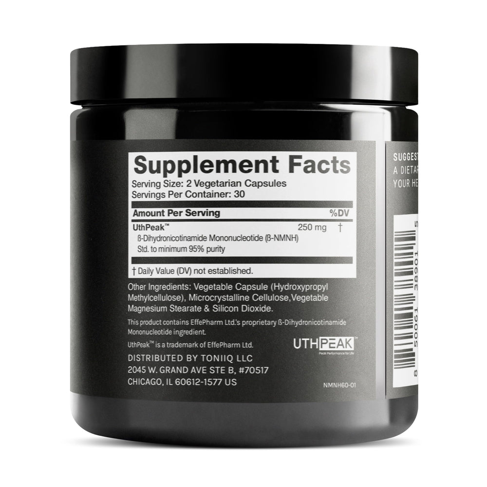 Toniiq NMNH capsules for convenient NAD+ precursor supplementation.