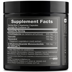 Toniiq NMNH label close-up highlighting potency and ingredients.
