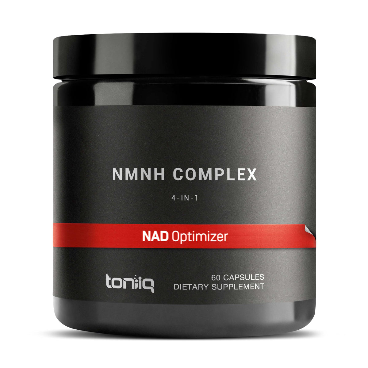 Toniiq NMNH ultra-high potency bottle with clear label for daily use.