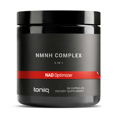 Toniiq NMNH ultra-high potency bottle with clear label for daily use.
