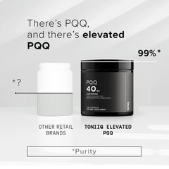Toniiq PQQ 40mg packaging indicating USA GMP-certified production