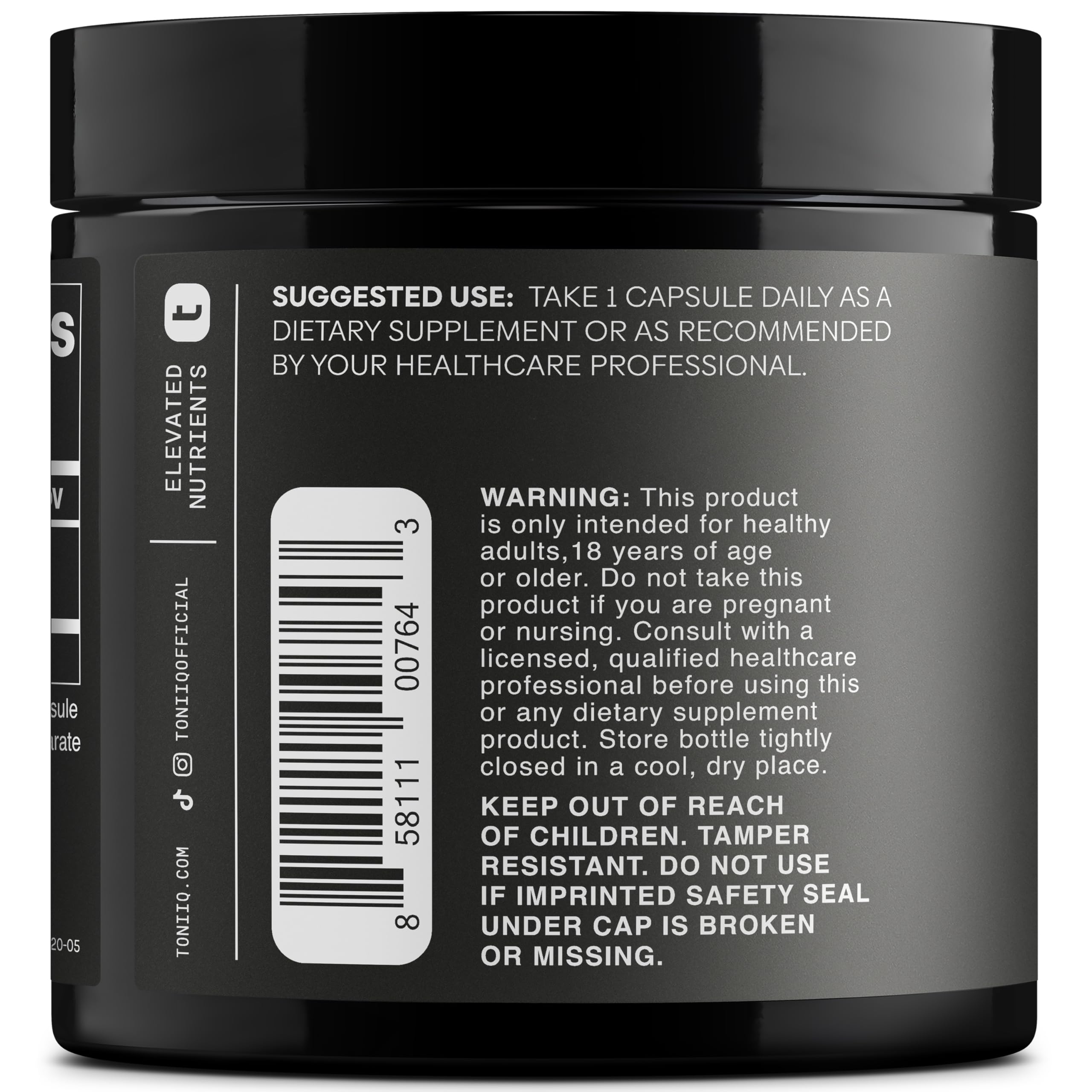 Toniiq PQQ ingredient visual emphasizes 99%+ purity for potent support.