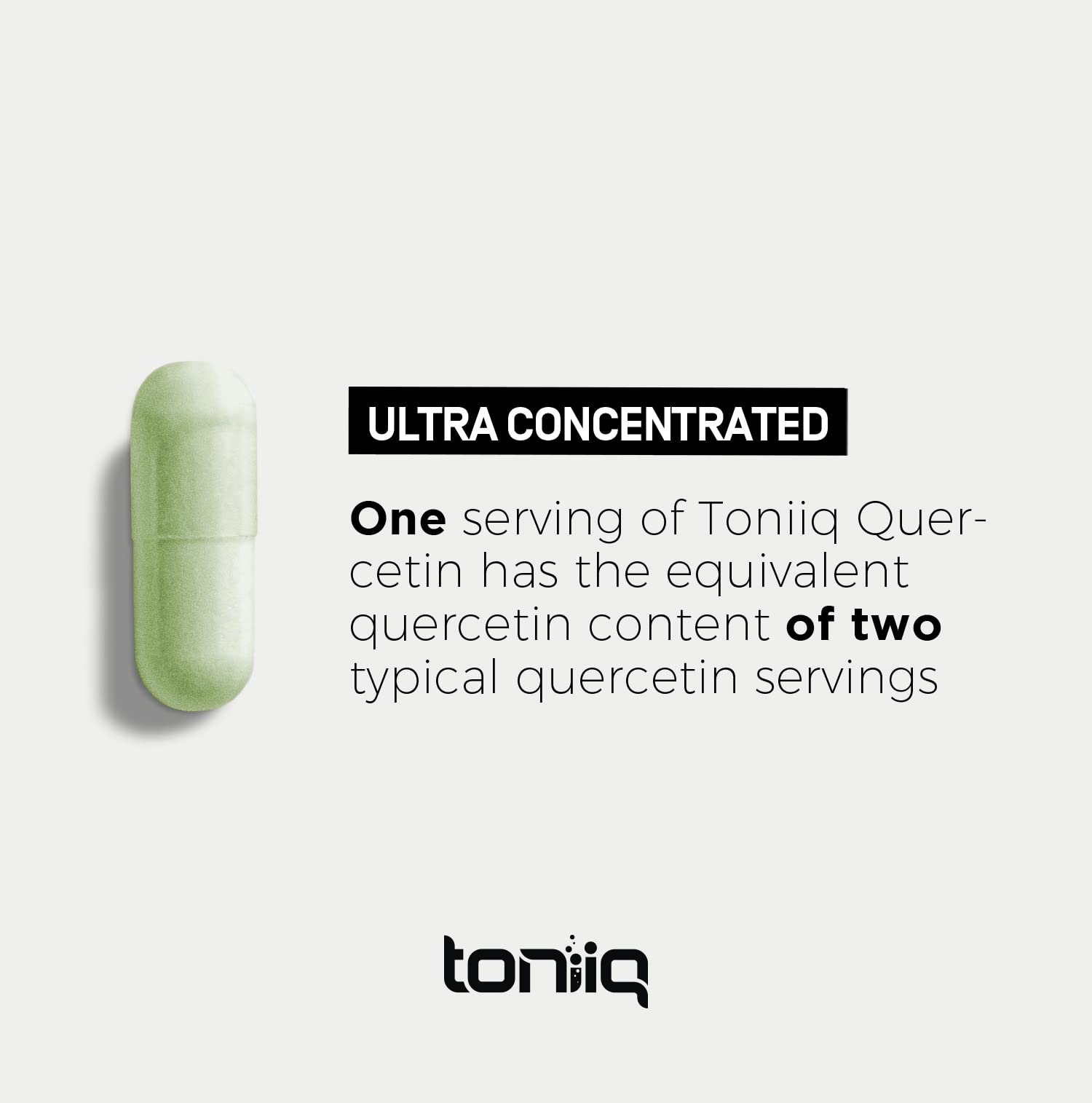 Toniiq Quercetin capsules with water during morning wellness routine